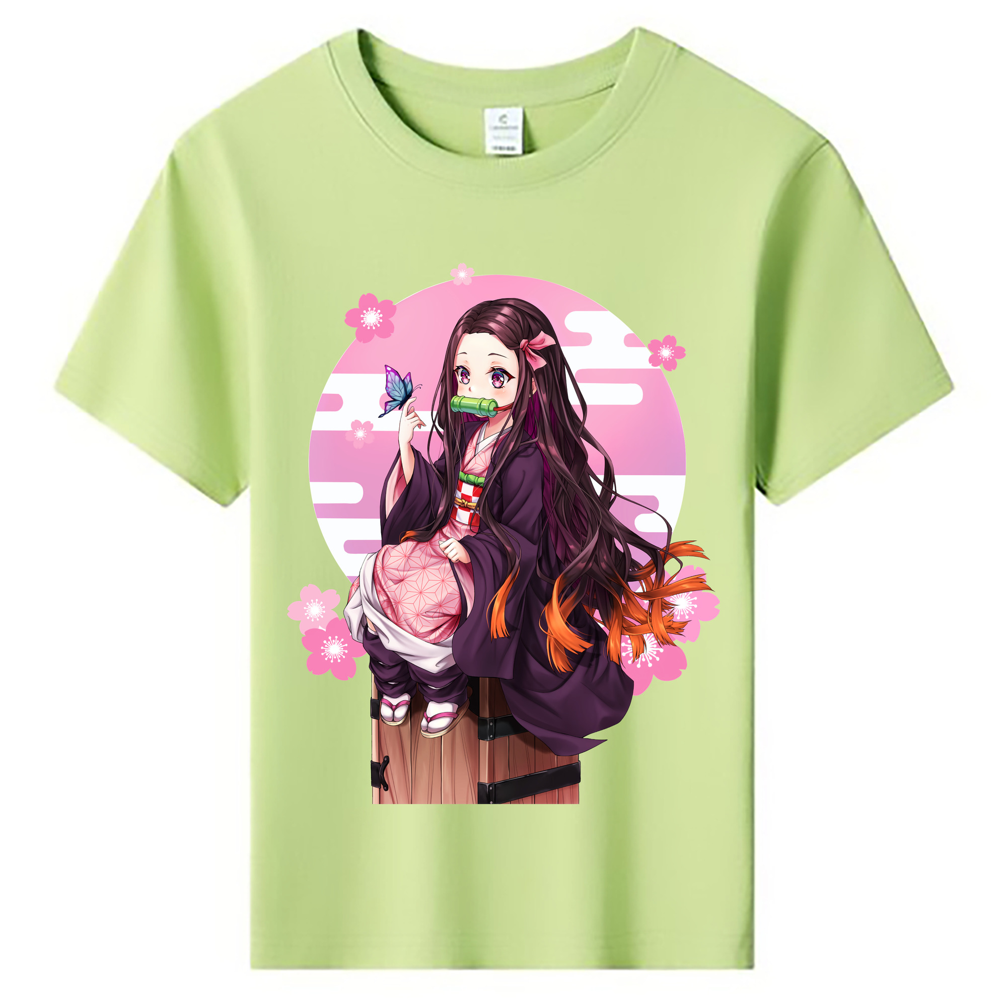 （画像用） 鬼滅の刃（きめつのやいば）竈門 禰󠄀豆子／かまど ねずこ Kamado Nezuko 綿100％キッズTシャツ（フロントプリント）